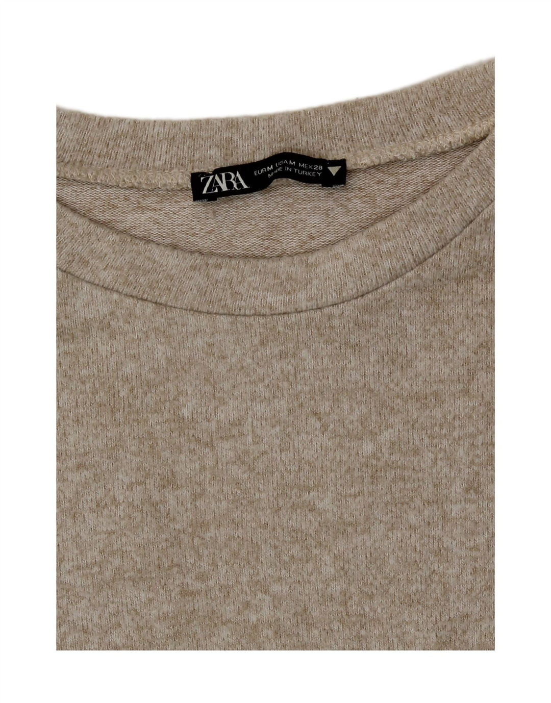 T-shirt Zara da donna Top UK 12 Viscosa mélange beige medio