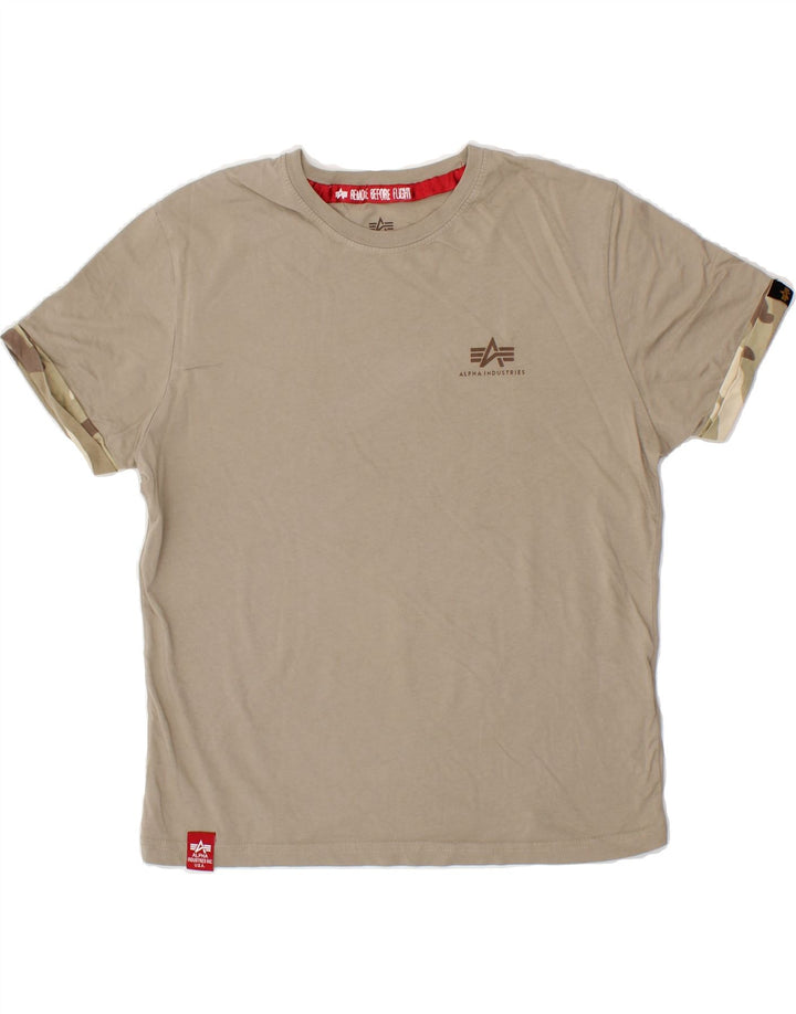 ALPHA INDUSTRIES Womens T-Shirt Top UK 14 Medium Grey Cotton Vintage Alpha Industries and Second-Hand Alpha Industries from Messina Hembry 