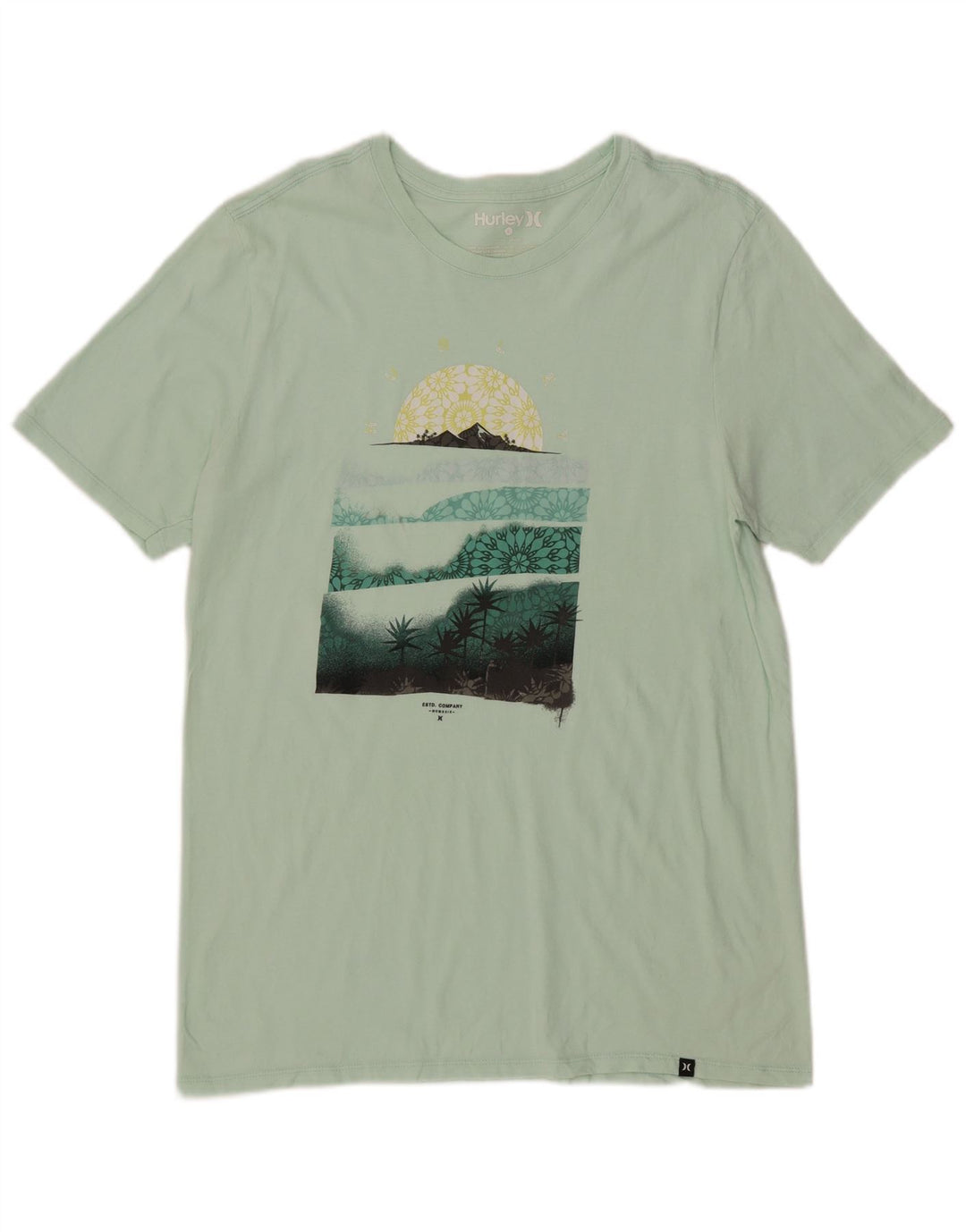 T-shirt grafica da uomo Hurley Top grande in cotone verde