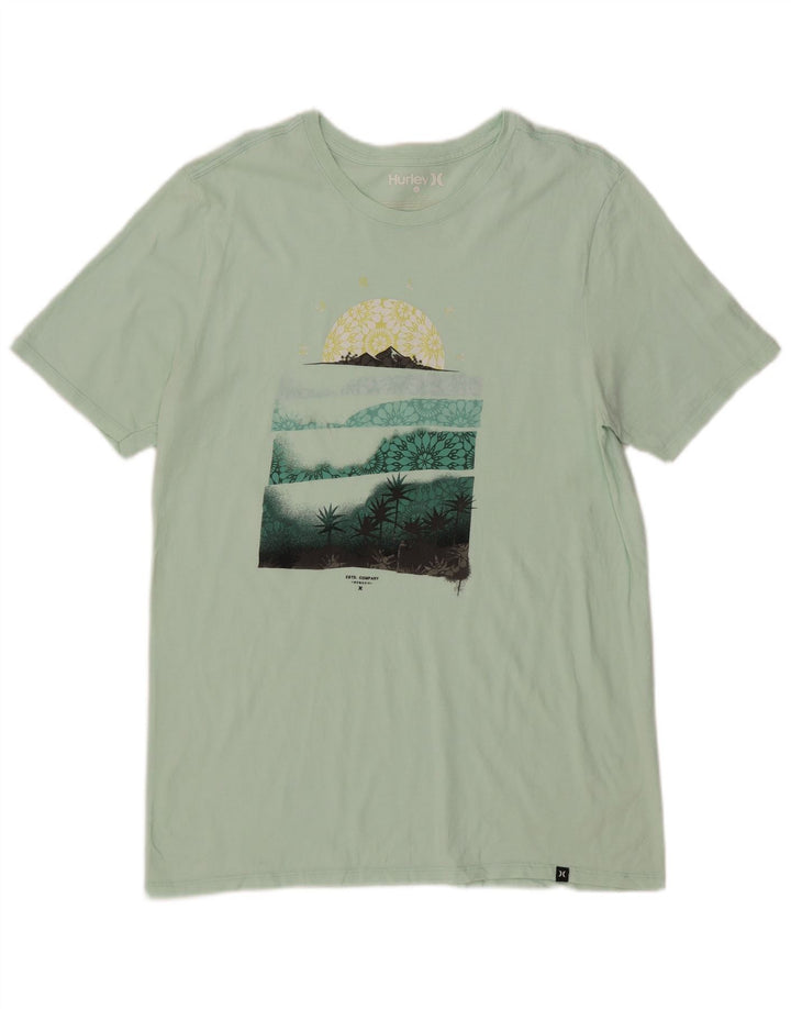 T-shirt grafica da uomo Hurley Top grande in cotone verde