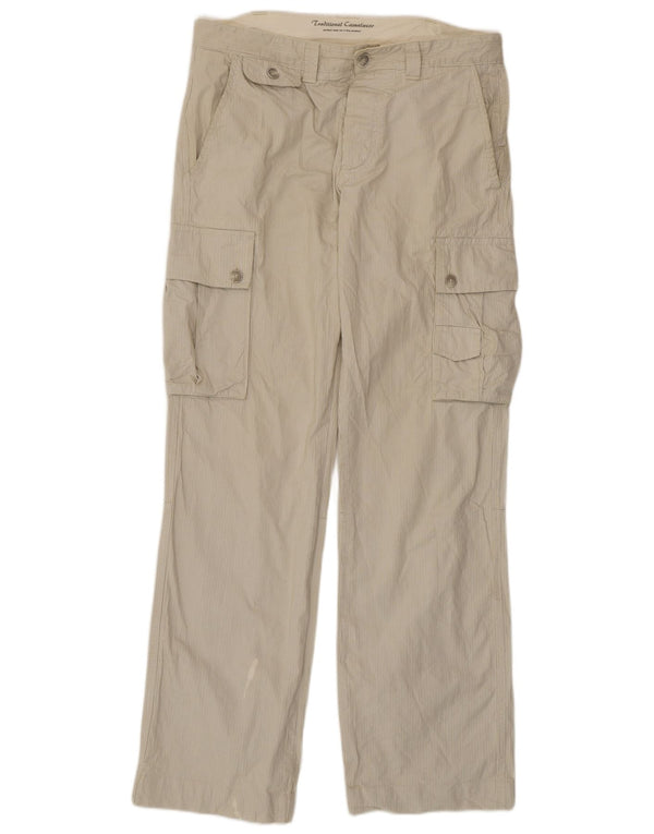 Pantaloni cargo dritti da uomo Zara EU 44 Large W34 L34 Gessato beige