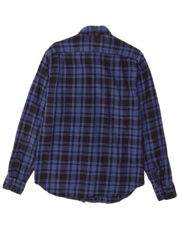 J. CREW Camicia da uomo in flanella di cotone a quadri blu piccolo