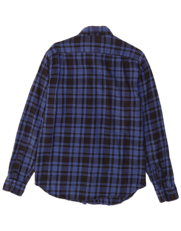 J. CREW Camicia da uomo in flanella di cotone a quadri blu piccolo