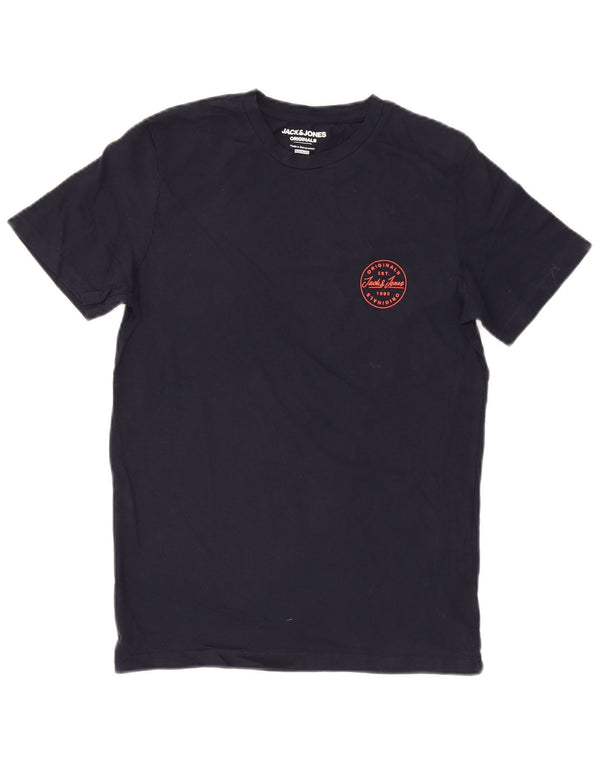 Jack & Jones Mens Regular Fit T-Shirt Top Small Navy Blue Cotton