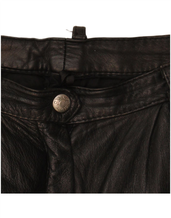 VINTAGE Womens Leather Trousers W28 L28 Black