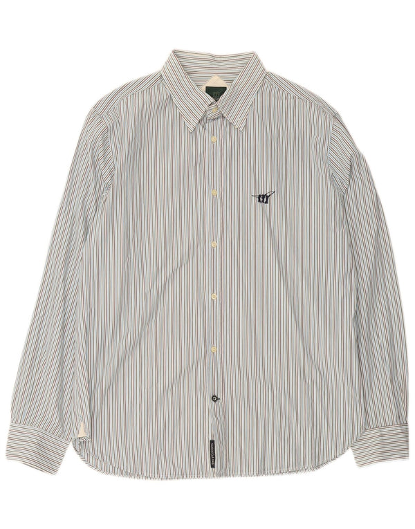 Camicia da uomo Henry Cottons taglia 42 grande cotone gessato blu
