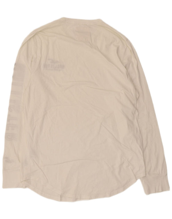 Top Hollister da uomo con grafica a maniche lunghe XL in cotone bianco