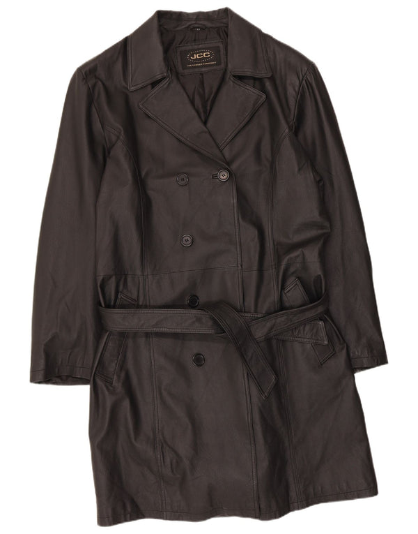 Cappotto in pelle doppio petto da uomo JCC UK 44 2XL Nero