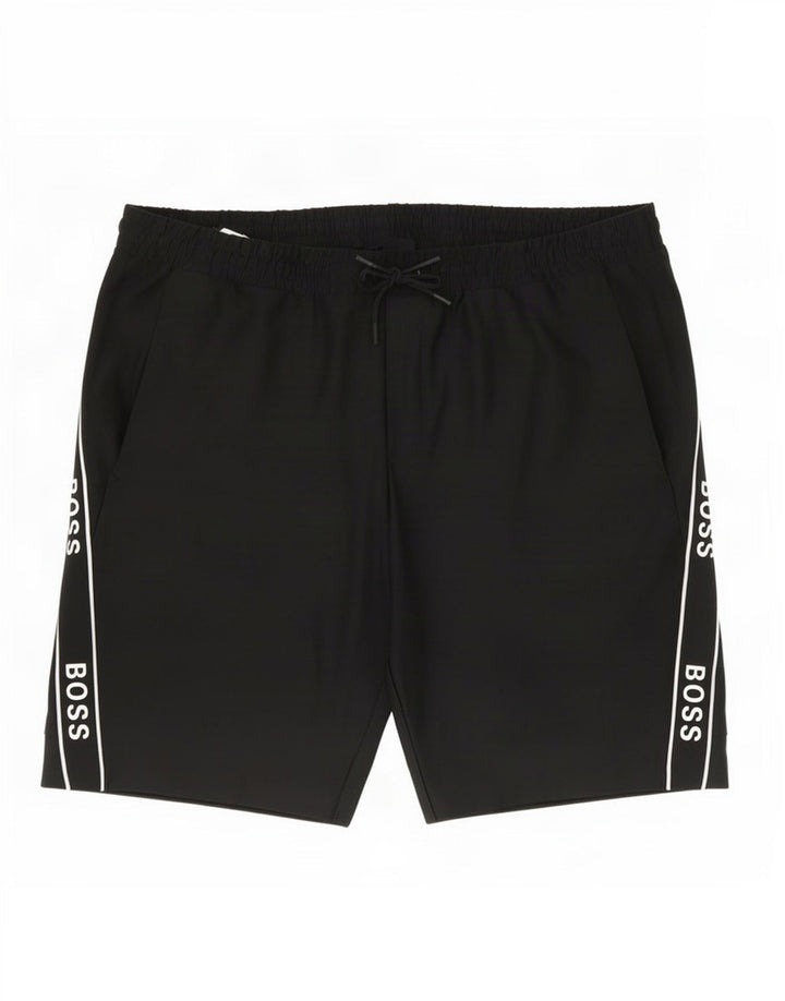 Pantaloncini da bagno grafici da uomo Hugo Boss 3XL poliestere nero