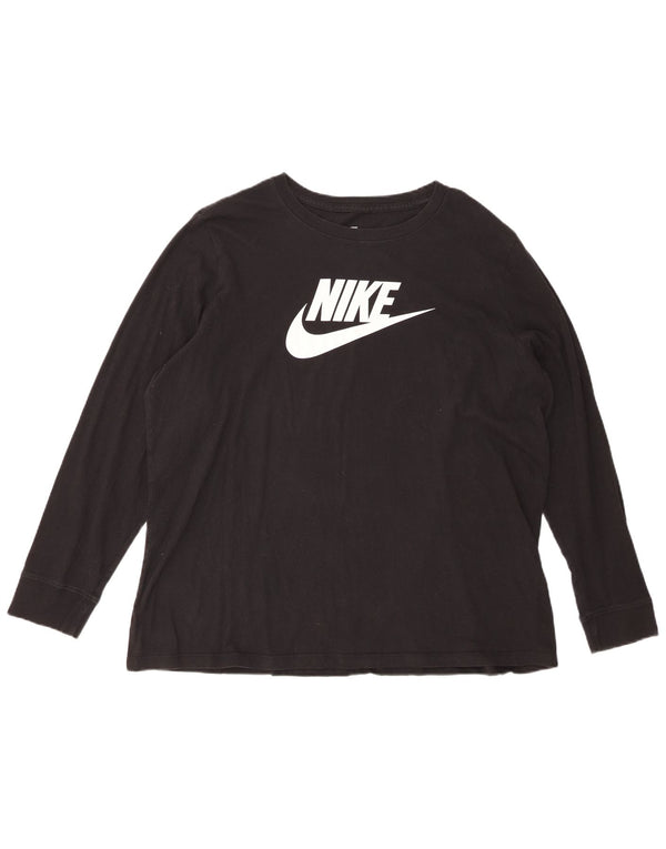 Top grafico da donna Nike manica lunga UK 20 2XL cotone nero