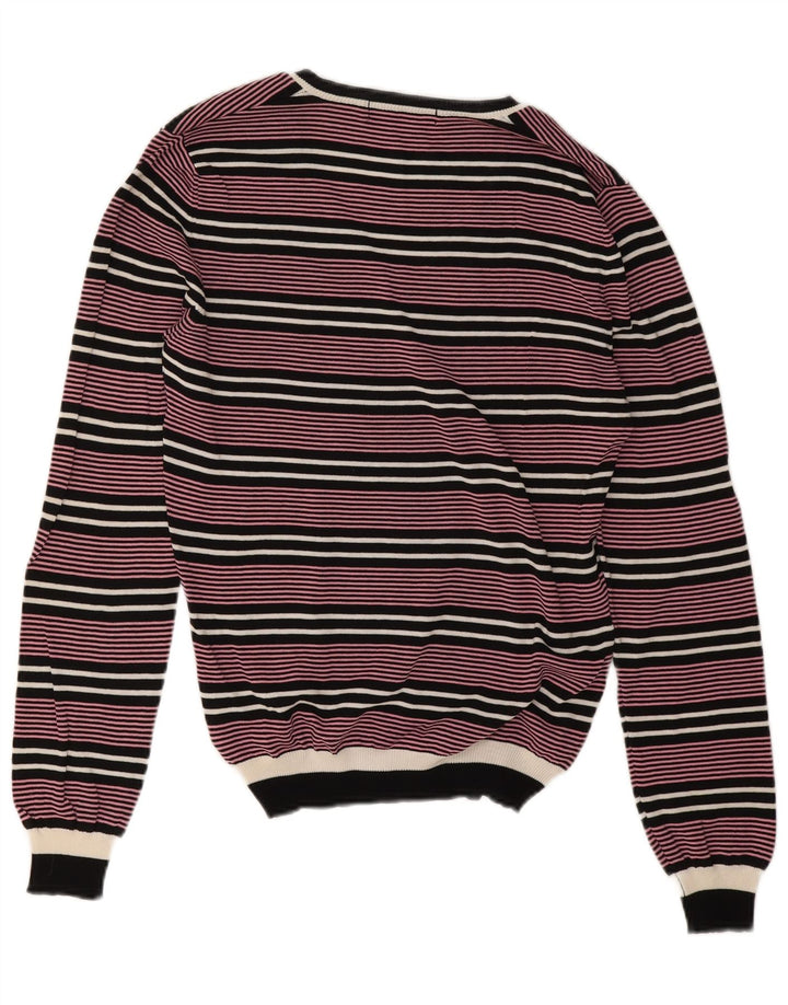 Maglione da uomo con scollo a V Iceberg piccolo in cotone a righe rosa