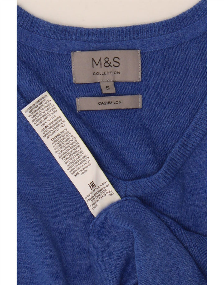 Maglione da donna con scollo a V Marks & Spencer UK 10 piccolo acrilico blu