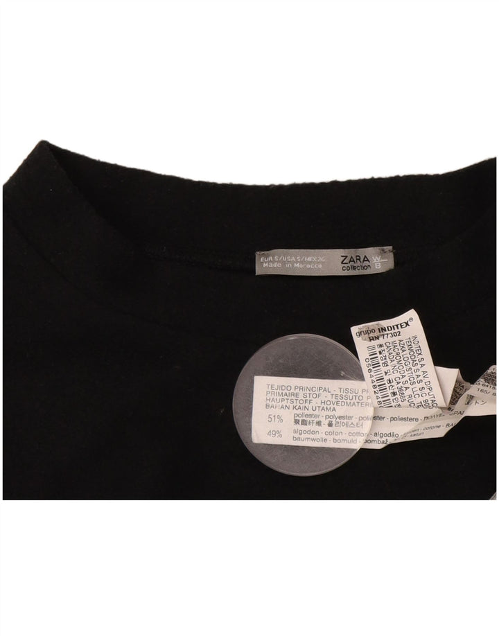Top Zara da donna con grafica oversize a maniche lunghe UK 10 piccolo poliestere grigio