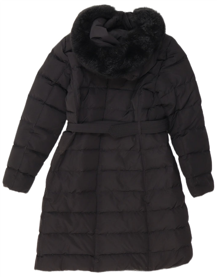 Cappotto imbottito con cappuccio da donna Massimo Dutti UK 14 poliestere nero medio