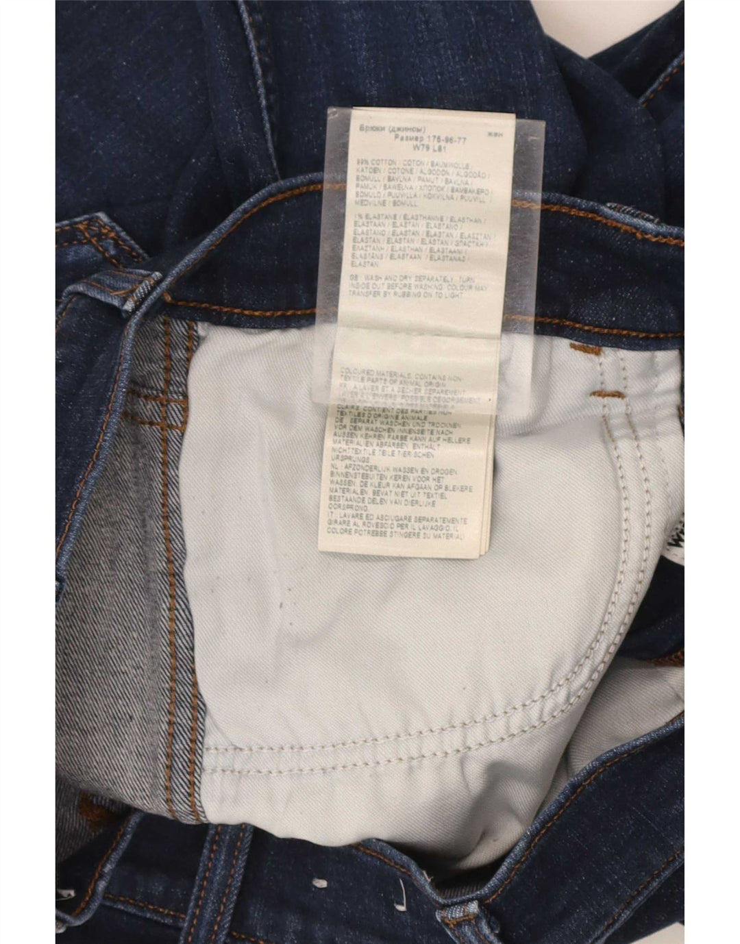 Jeans slim da uomo Wrangler W31 L32 cotone blu navy