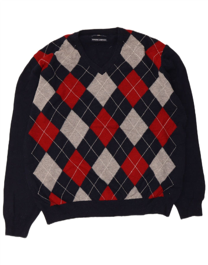 Maglione da uomo Marks & Spencer Blue Harbour con scollo a V grande blu navy