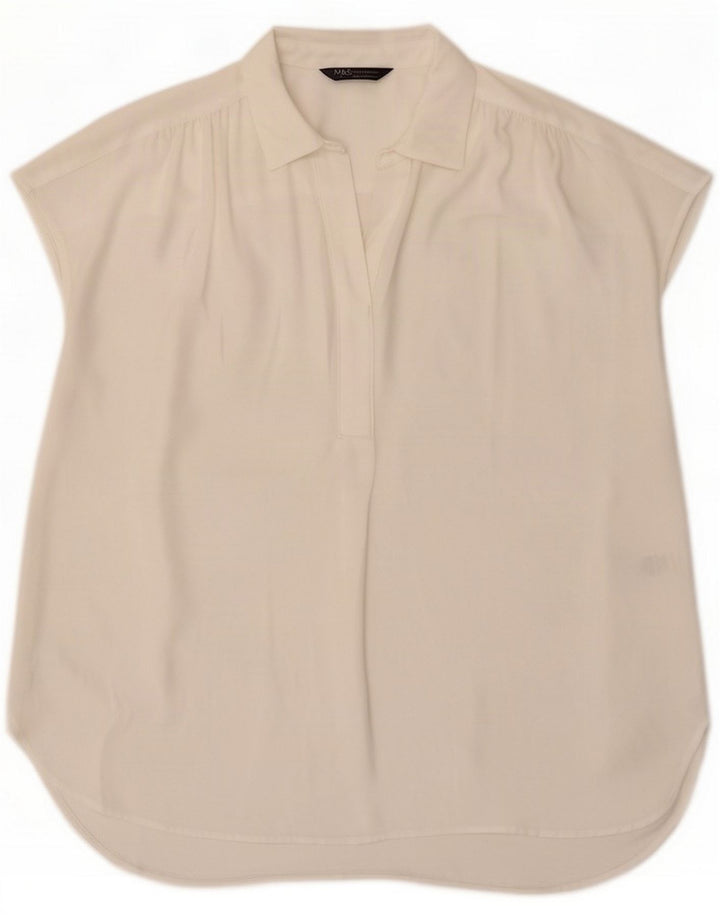 Marks & Spencer camicetta da donna Top UK 14 grande bianco poliestere