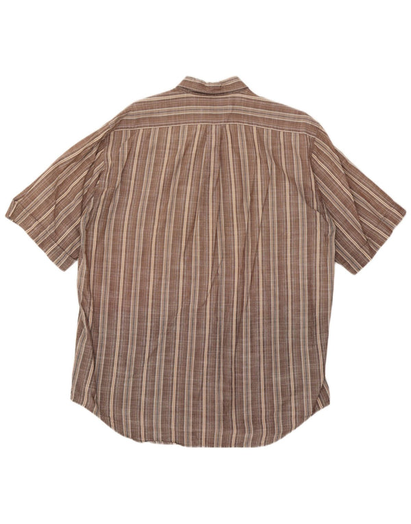 Camicia a maniche corte da uomo Marlboro Classics XL in cotone a quadri marrone