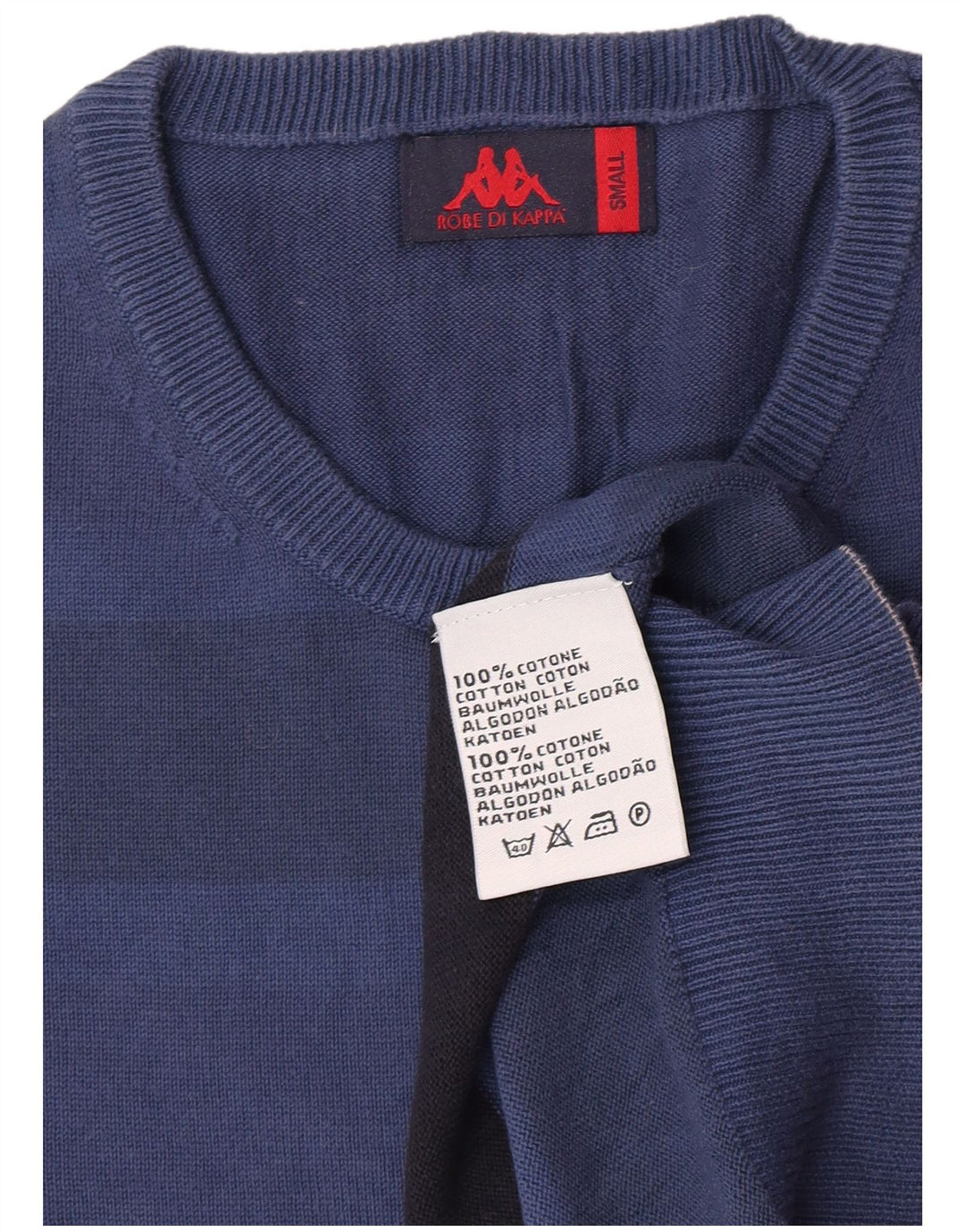 Maglione Kappa da uomo girocollo in cotone a righe piccole blu