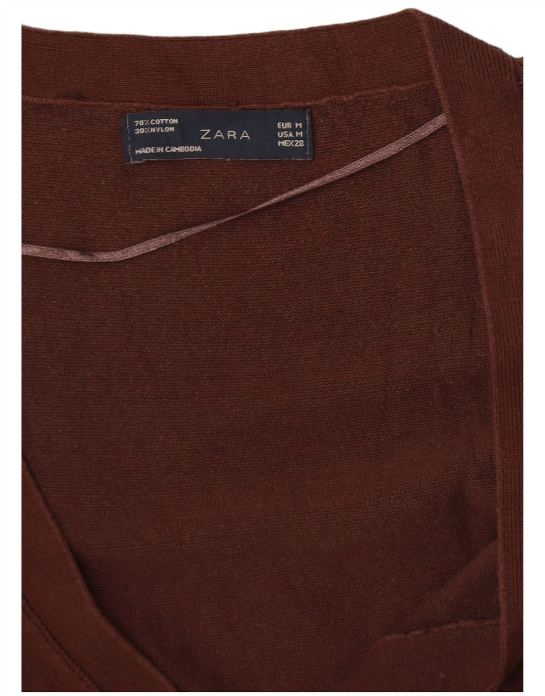 Maglione cardigan da donna Zara UK 12 cotone marrone medio
