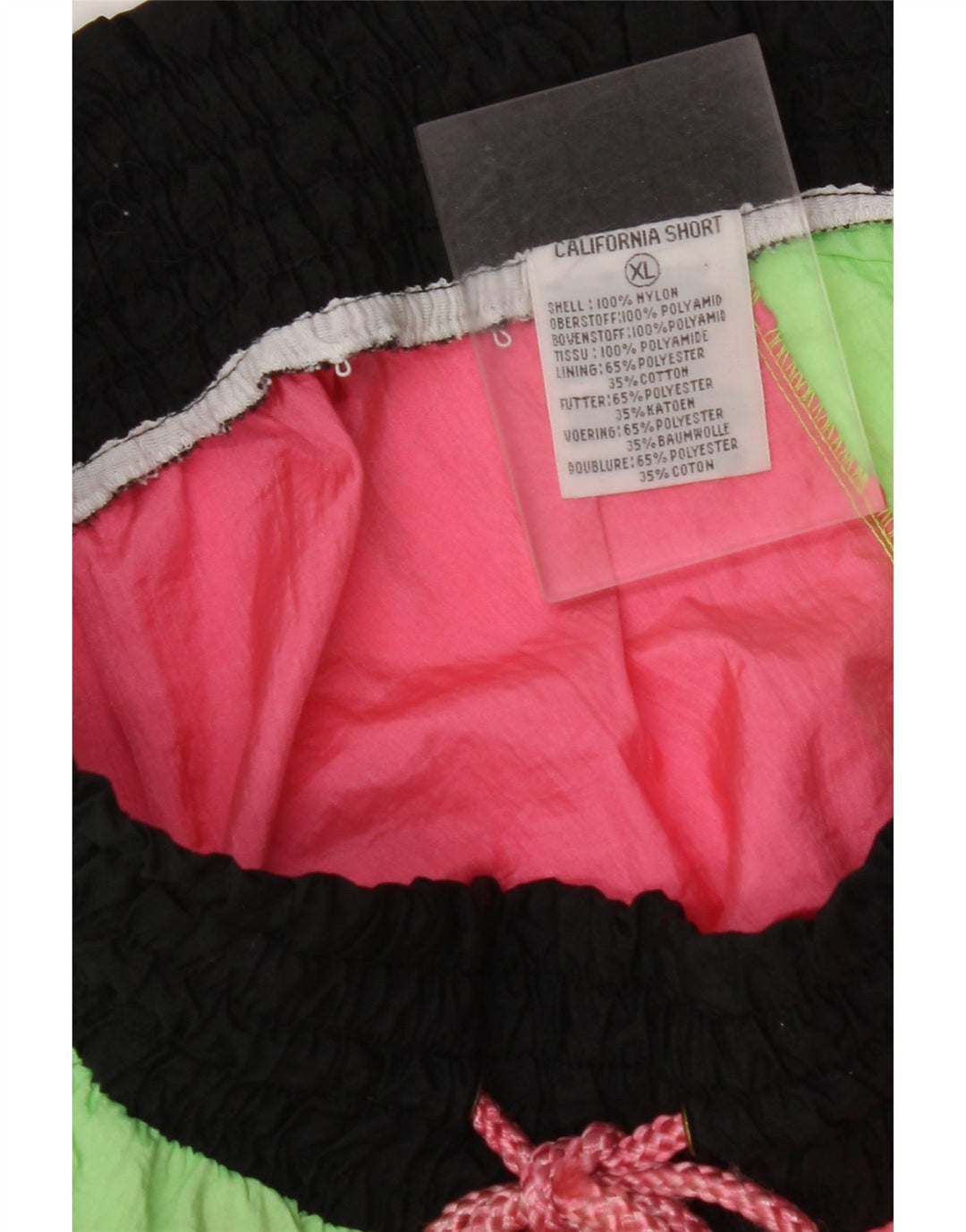 Pantaloncini da bagno grafici da donna VINTAGE UK 18 XL Nylon color block rosa