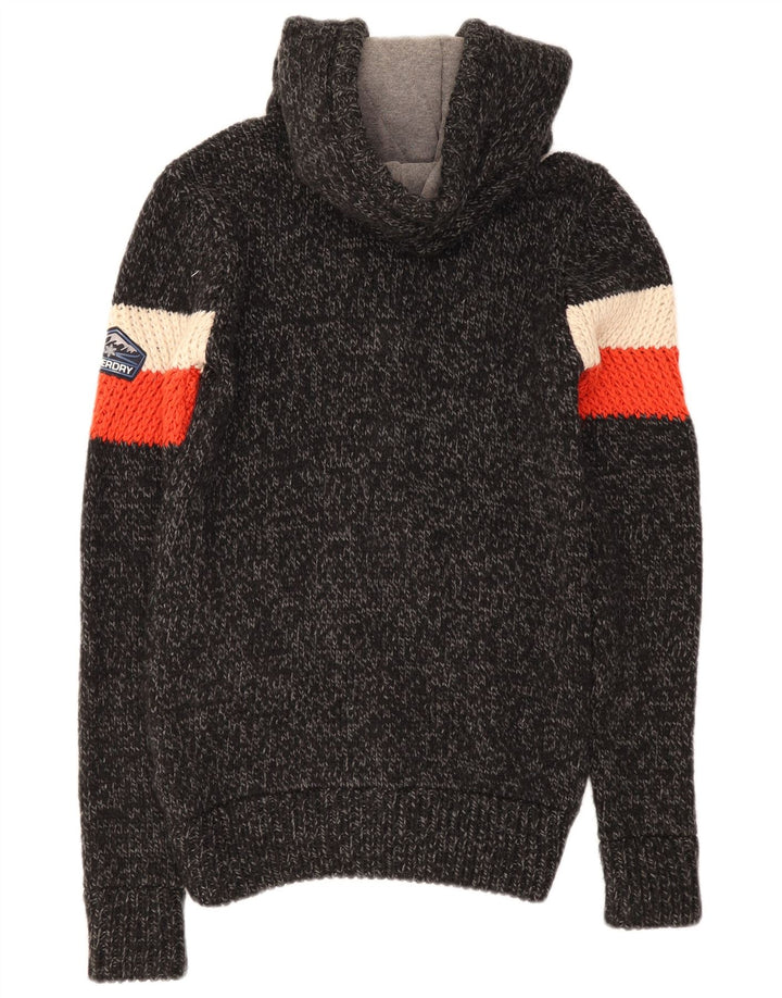 Maglione cardigan con cappuccio da uomo Superdry Acrilico color block nero medio