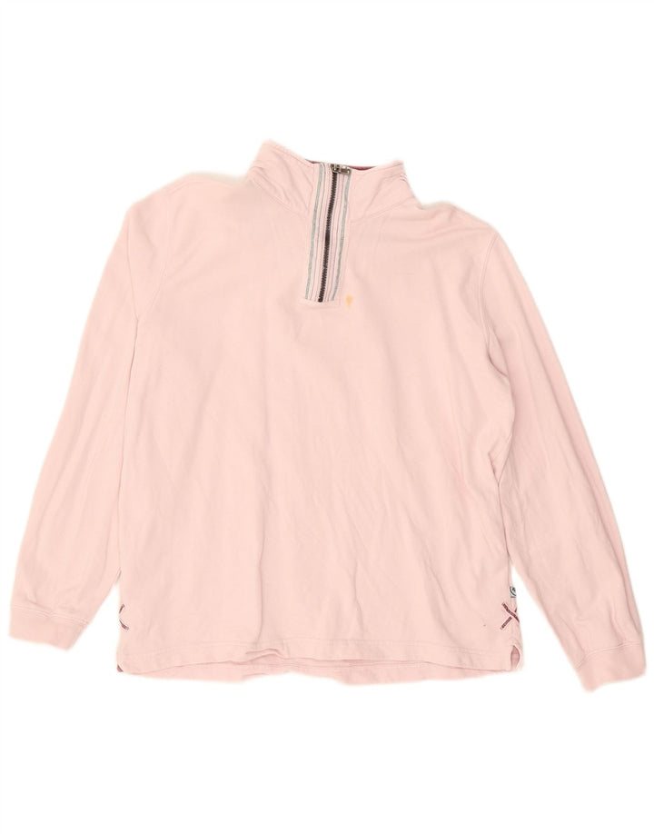 WHITE STUFF Felpa con collo con zip grafica da donna Maglione UK 12 Rosa medio