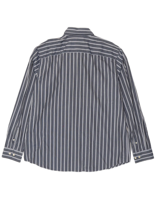 EDDIE BAUER Camicia da uomo alta classica vestibilità XL in cotone a righe blu