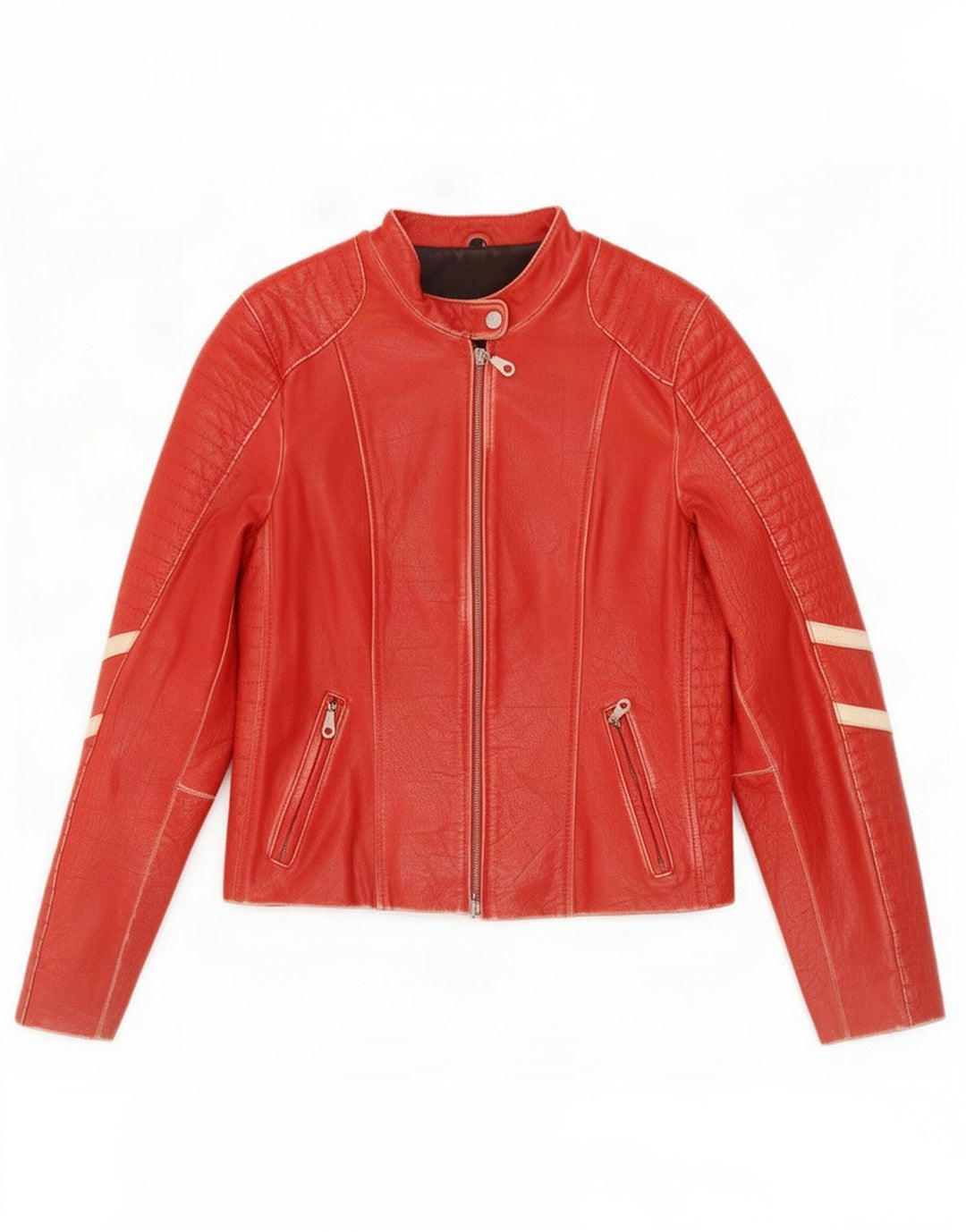 Giacca da corsa in pelle da donna Gipsy UK 14 Large Red Striped