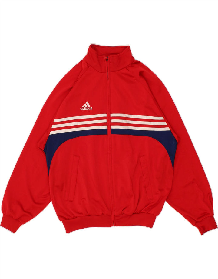 ADIDAS Boys Tracksuit Top Jacket 11-12 Years Red Striped Polyester Vintage Adidas and Second-Hand Adidas from Messina Hembry 