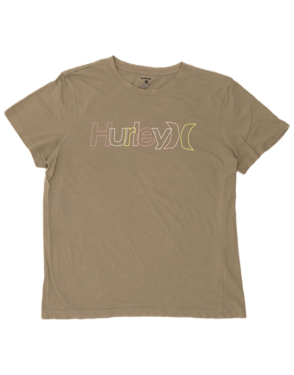 HURLEY Womens Graphic T-Shirt Top UK 14 Medium Khaki