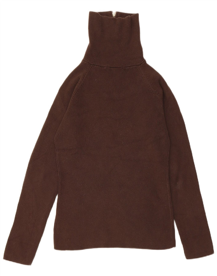 Maglione da donna con collo con zip Eddie Bauer UK 12 Cotone marrone medio