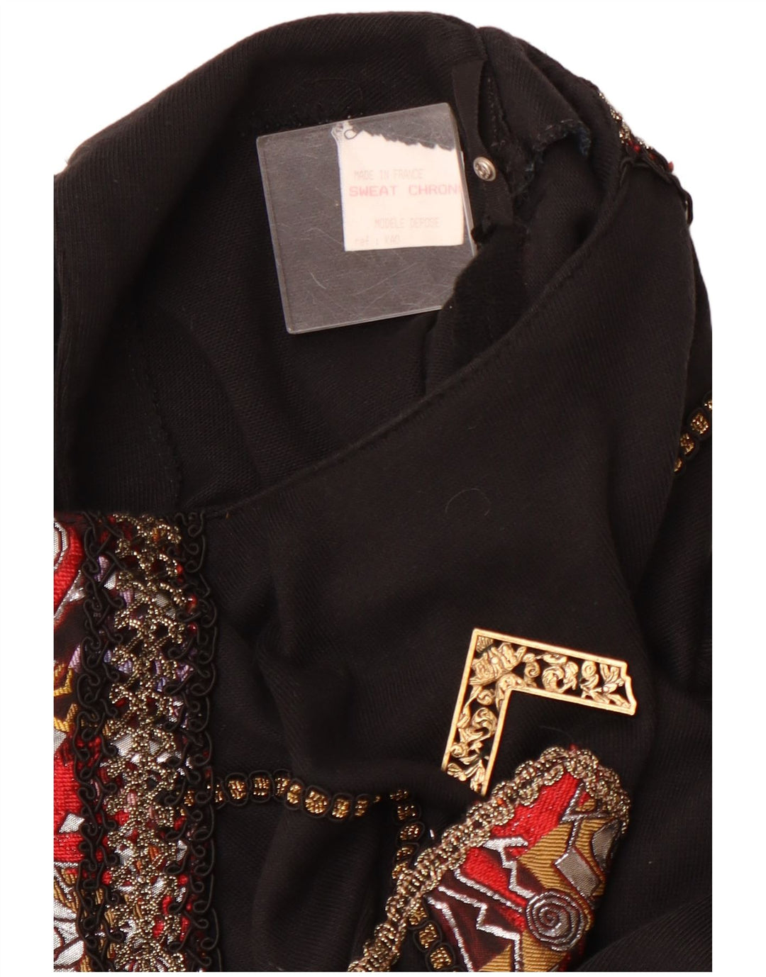 Camicetta a maniche lunghe grafica da donna VINTAGE Top UK 12 Acrilico nero medio