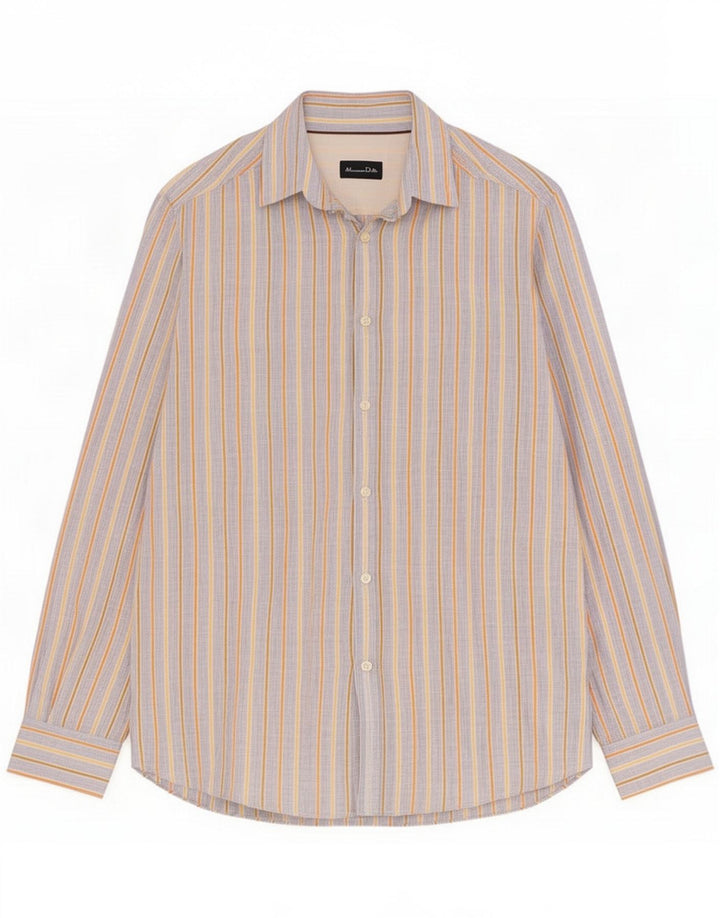 Massimo Dutti Camicia da uomo XL Lino gessato blu