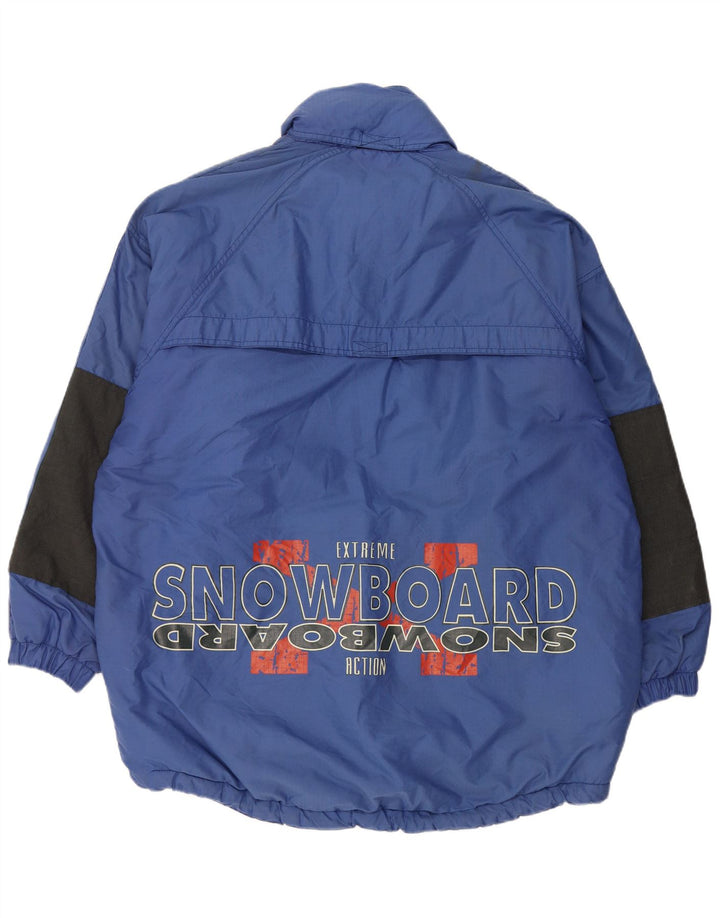 Giacca da sci pullover con grafica vintage da uomo UK 42 XL blu poliammide