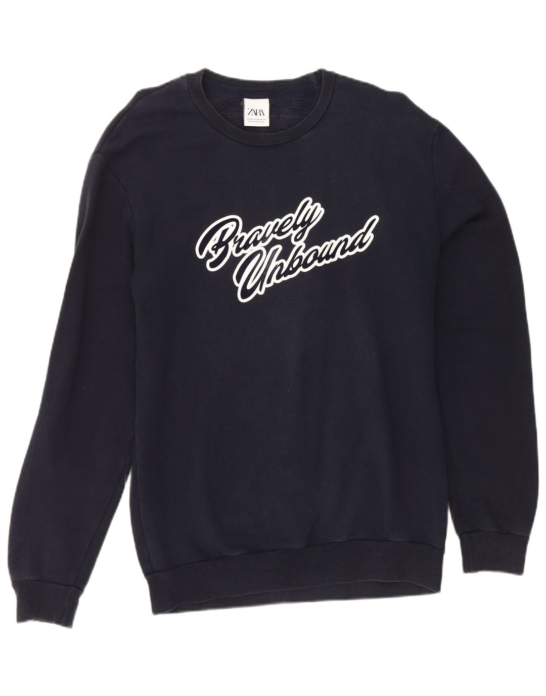 Felpa grafica da uomo Zara, maglione medio, blu navy