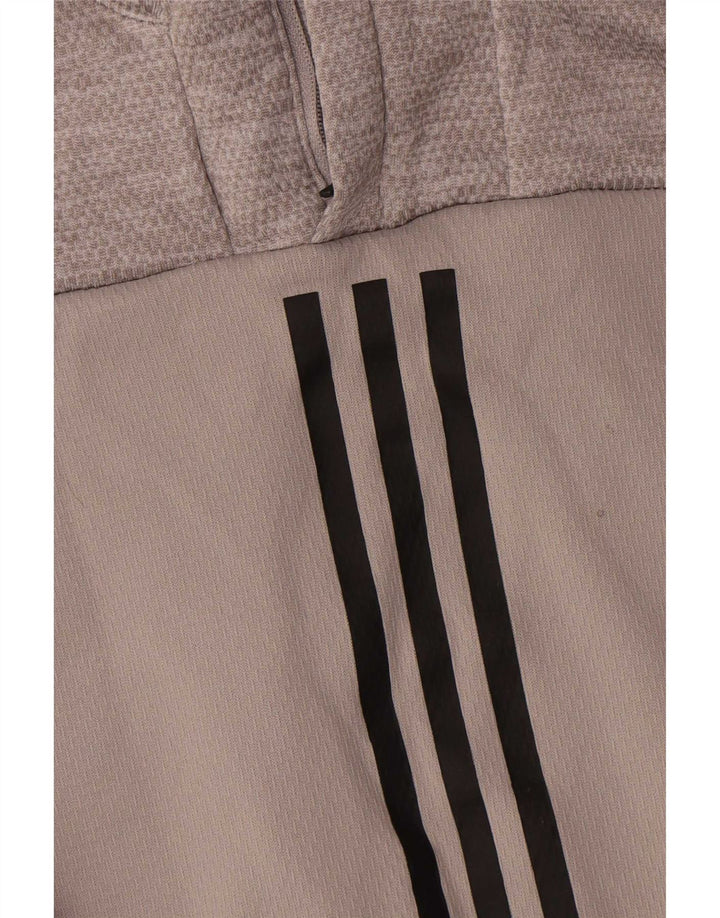 Top della tuta da ginnastica Adidas Climawarm Zip Neck da uomo in poliestere grigio medio