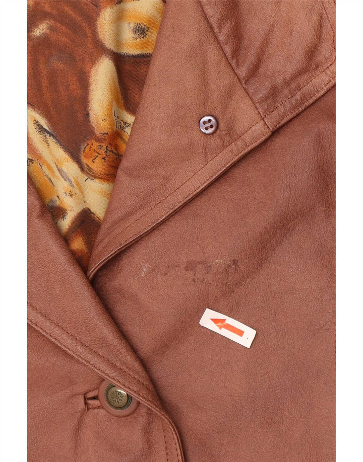 Cappotto in pelle oversize da donna vintage EU 38 in pelle marrone medio
