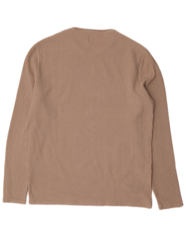 Top Zara da uomo a maniche lunghe grande in cotone beige