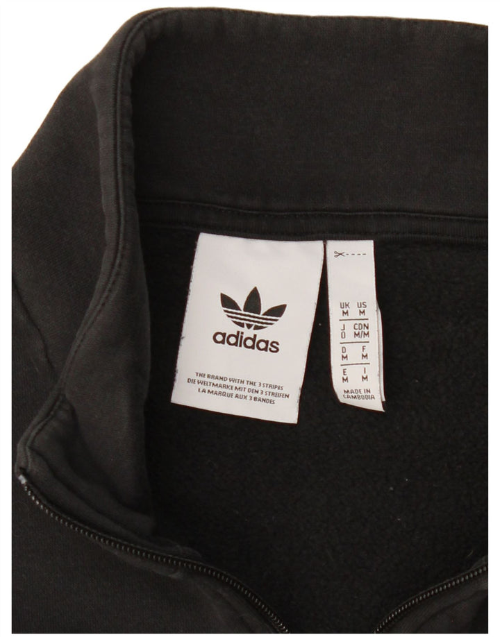 Felpa Adidas da uomo con collo con zip grafica, maglione, cotone nero medio