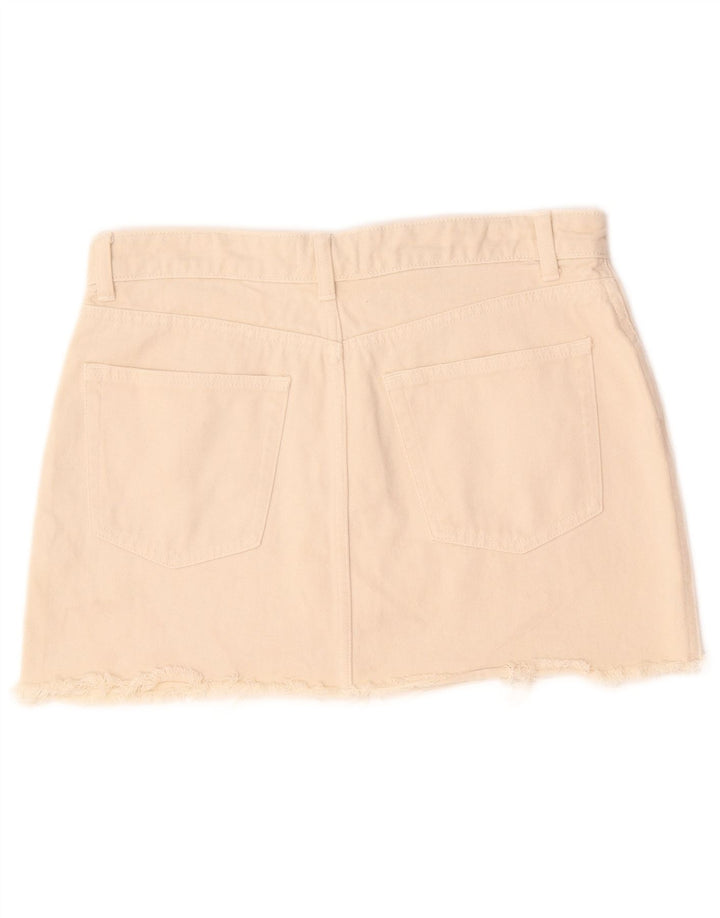 Mini gonna di jeans da donna Zara grande W30 in cotone beige