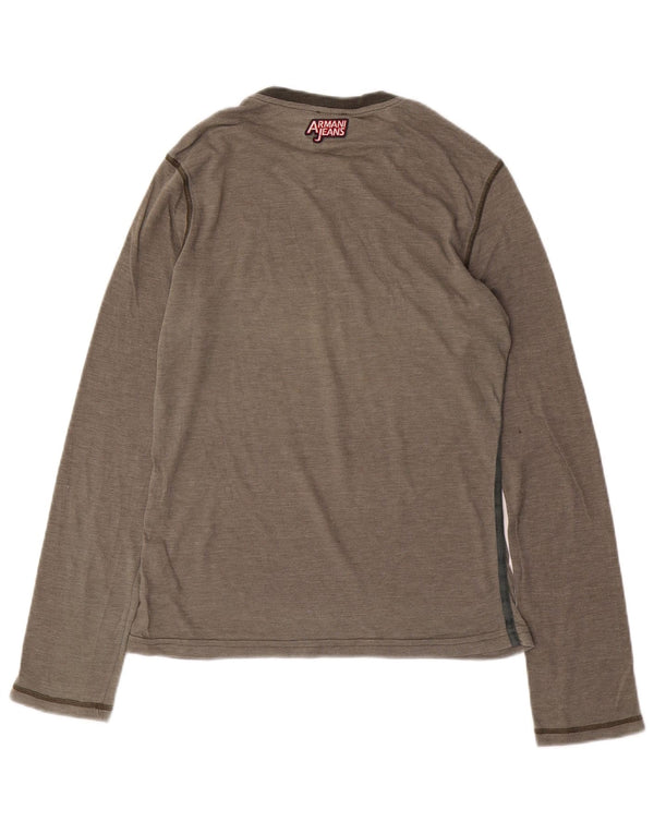 ARMANI JEANS Top grafico da uomo a maniche lunghe piccolo in cotone grigio