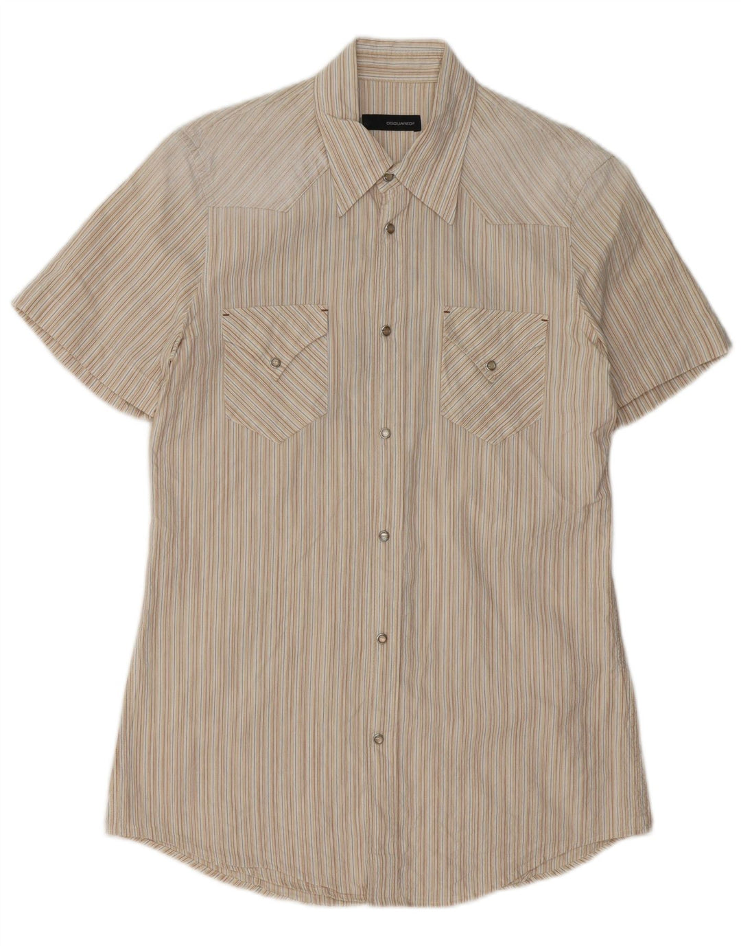 Camicia a maniche corte grafica da uomo Dsquared2 IT 48 Small Beige Striped