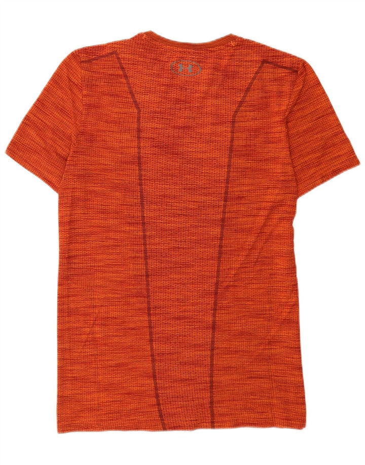 T-shirt Under Armour da uomo Heat Gear Top piccolo in poliestere a righe arancioni