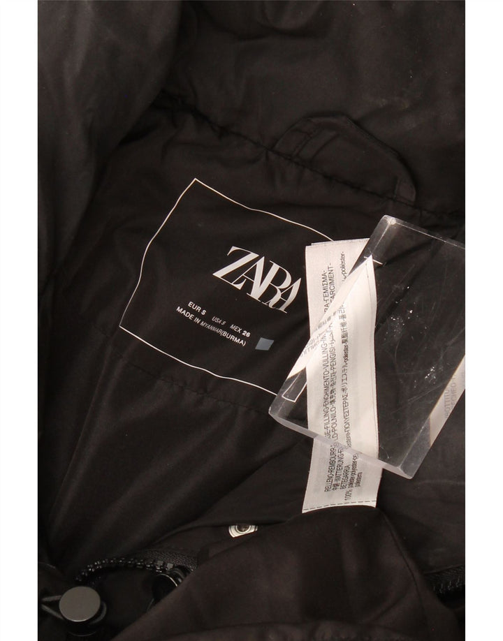 ZARA Womens Oversized Crop Padded Jacket UK 10 Small Black Polyester
