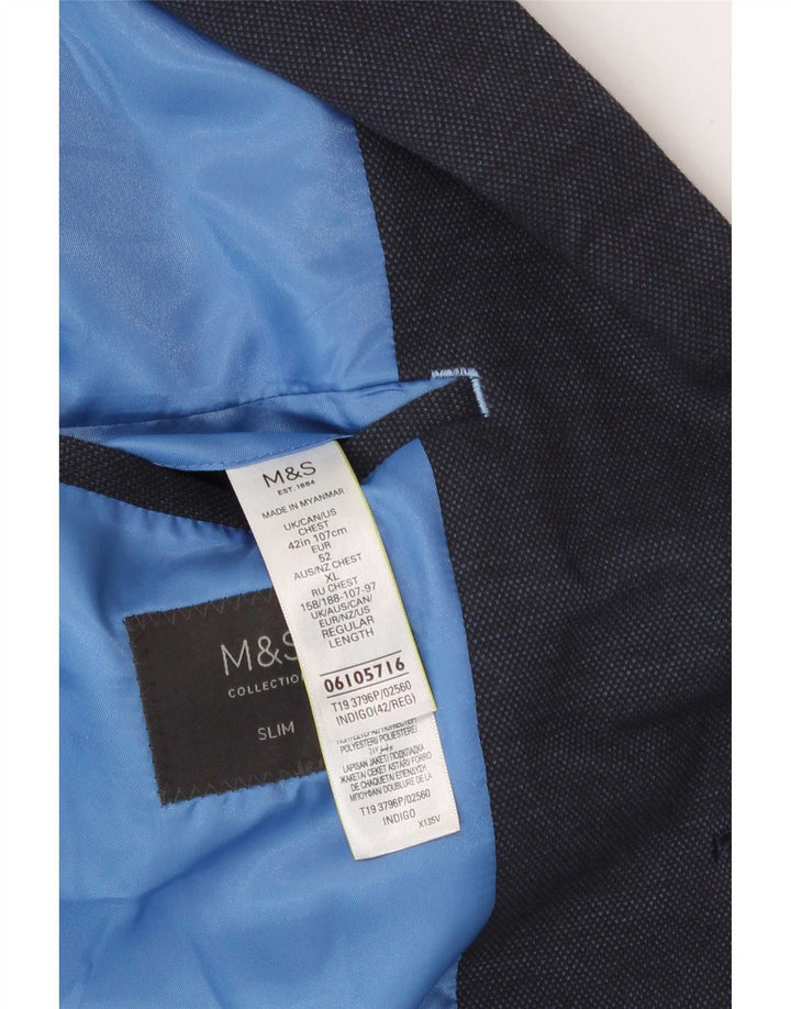 Giacca blazer slim a 2 bottoni Marks & Spencer da uomo UK 42 grande blu navy