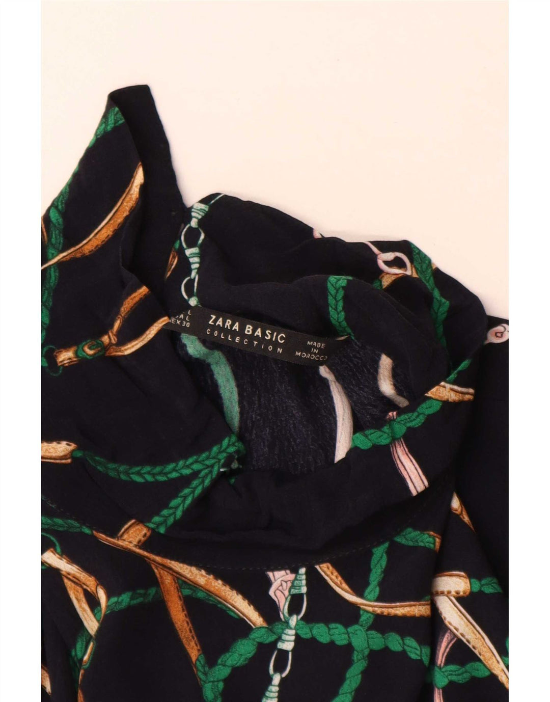 Abito a strati a maniche lunghe da donna con motivo astratto Zara UK 16 grande blu navy