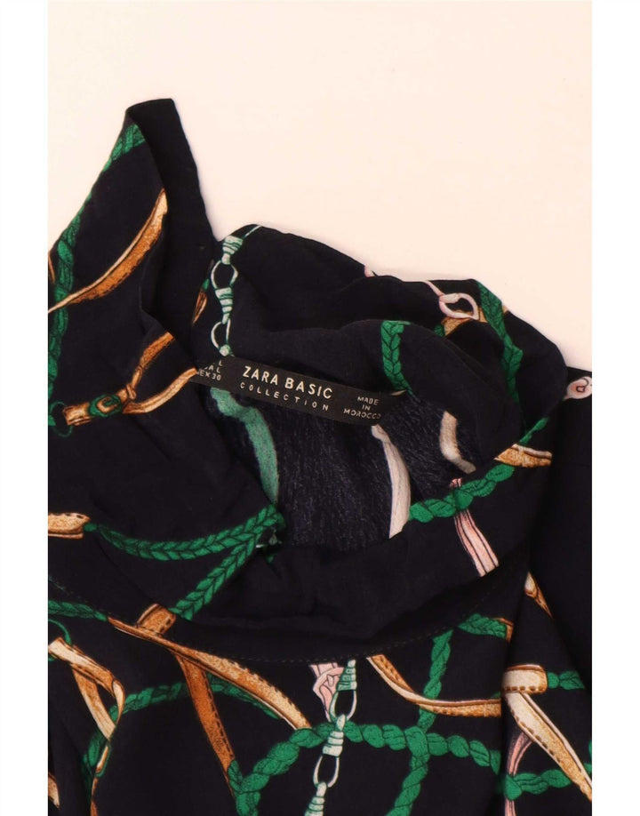 Abito a strati a maniche lunghe da donna con motivo astratto Zara UK 16 grande blu navy