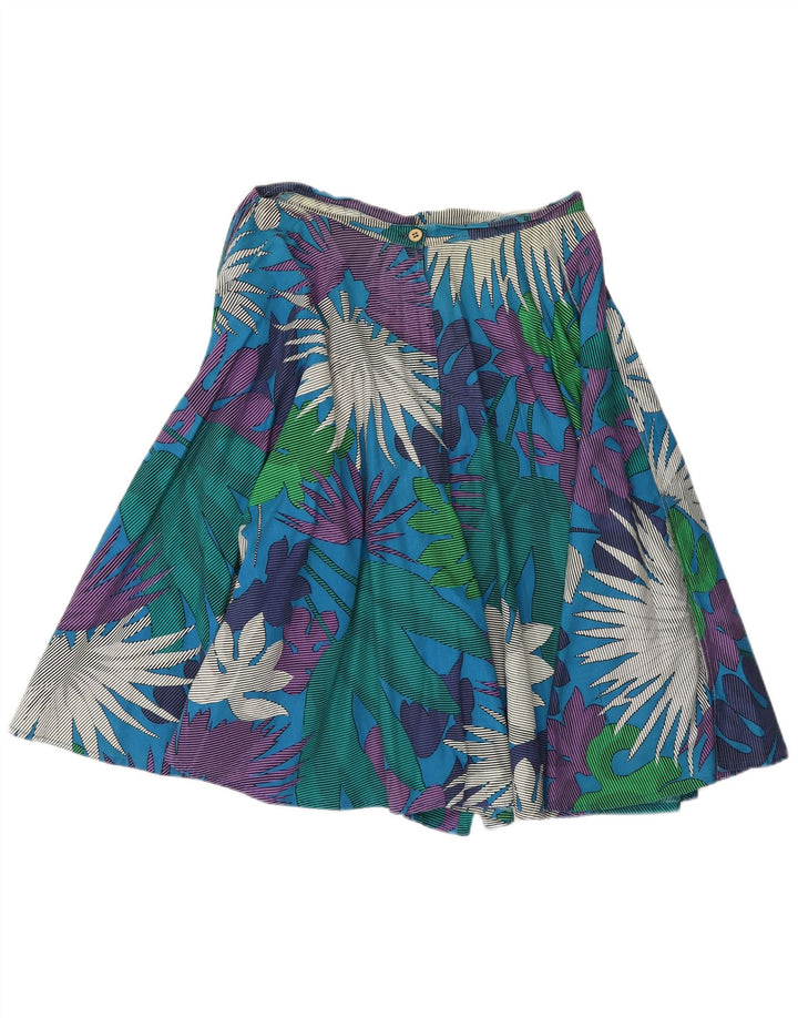 Pantaloncini culotte vintage da donna casual W30 blu medio floreale