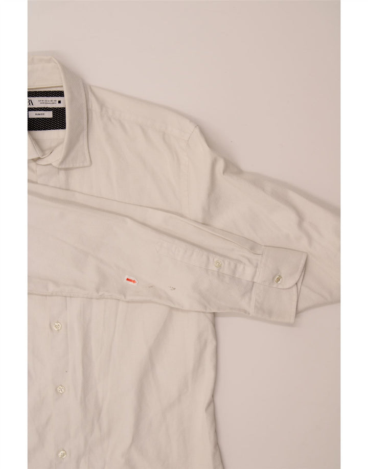 ZARA Mens Slim Fit Shirt Medium White Vintage Zara and Second-Hand Zara from Messina Hembry 